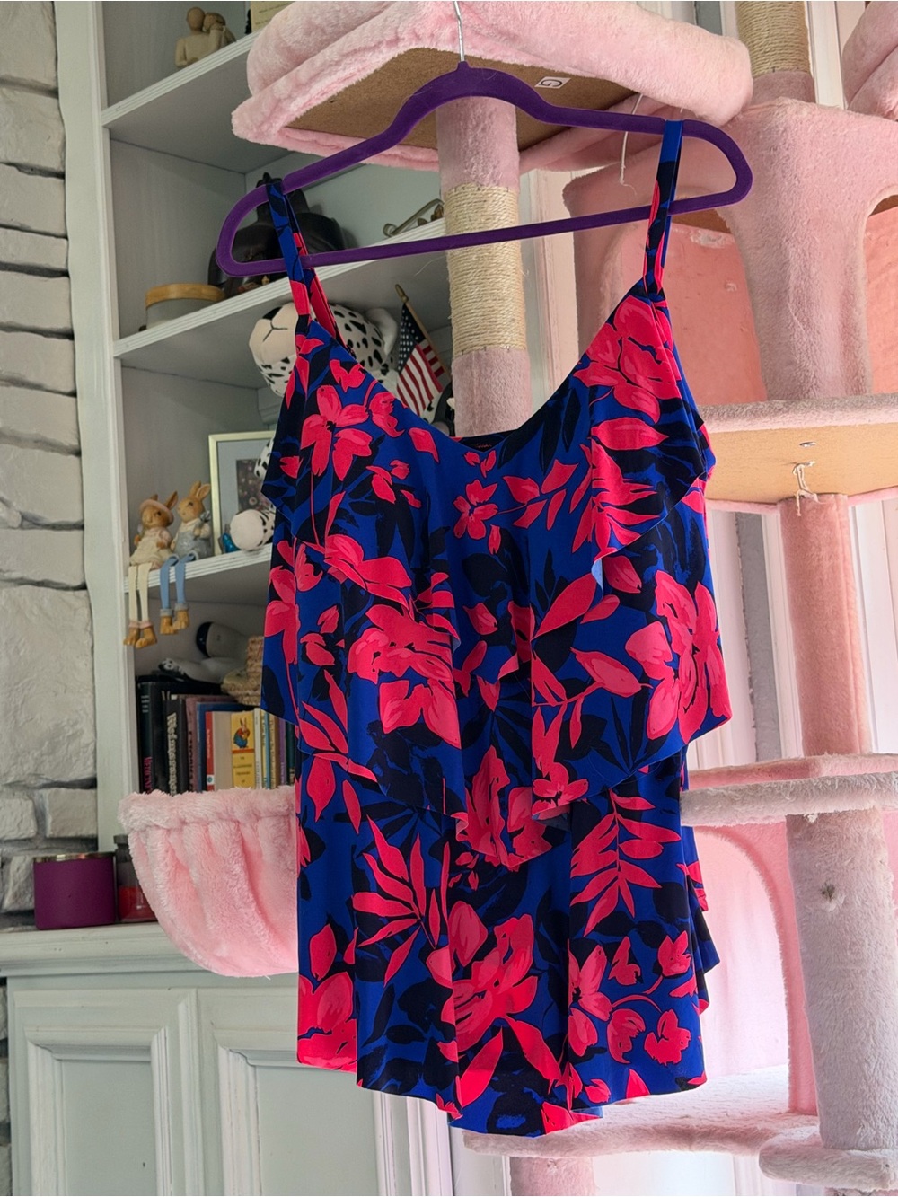 Girls Floral Blue and Pink One-Piece Romper